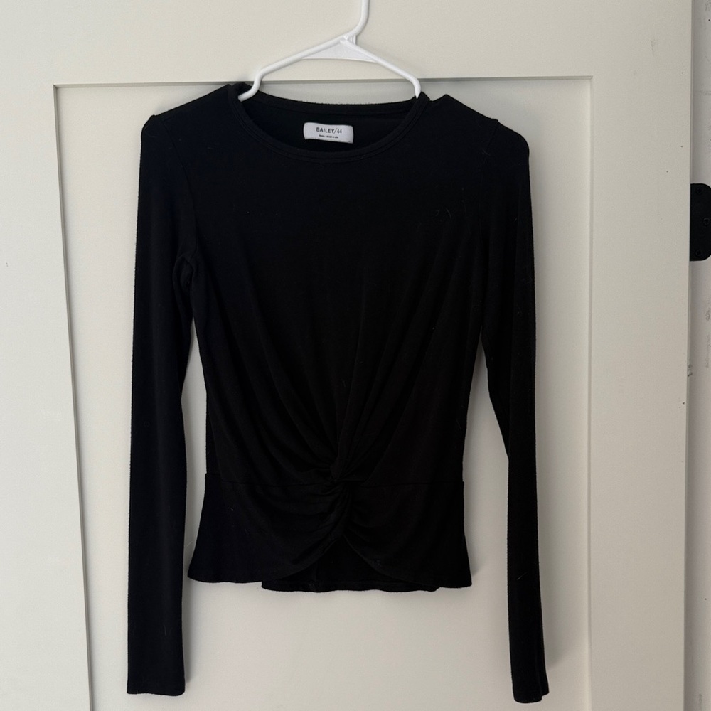 Bailey 44 Black Twist Detail Long Sleeve Top
